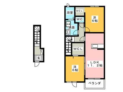 アンジュエル A(2LDK/2階)の間取り写真