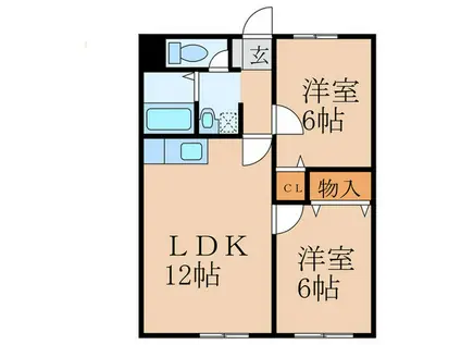 レジデンス浜田B(2LDK/1階)の間取り写真