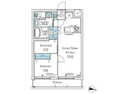 プライムブリス中野富士見町I(2LDK/2階)の間取り写真