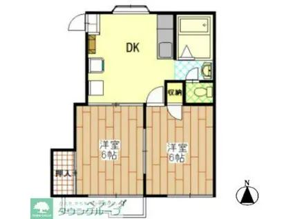 フォーブル谷野(2DK/1階)の間取り写真