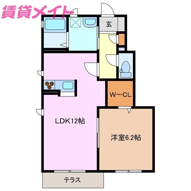 雪月花 6番館(1LDK/1階)の間取り写真