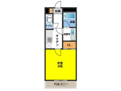 グリーンステージみたけ(1K/2階)の間取り写真