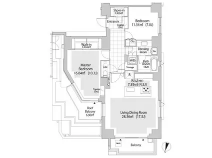 パークフラッツ渋谷神山町(2LDK/9階)の間取り写真