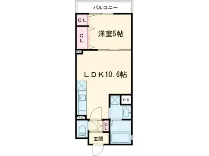 クリエオーレりんくうタウンI(1LDK/1階)の間取り写真