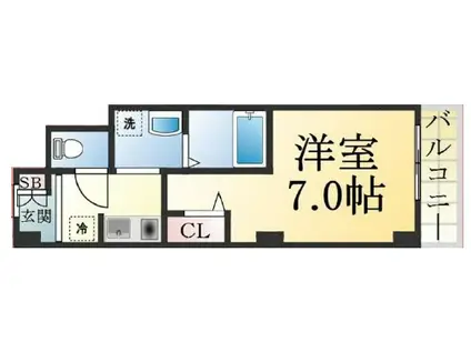 クレアドル須磨(1K/2階)の間取り写真