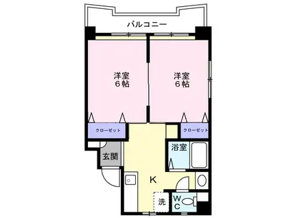 ドミール石川(2DK/4階)の間取り写真