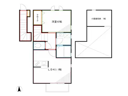FAIRWAY COURT(1LDK/2階)の間取り写真