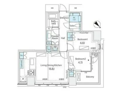 パークコート虎ノ門(2LDK/3階)の間取り写真