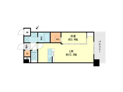 ルーチェ・デル下大利(1LDK/5階)の間取り写真