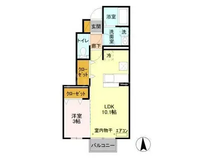ストラールB(1LDK/1階)の間取り写真