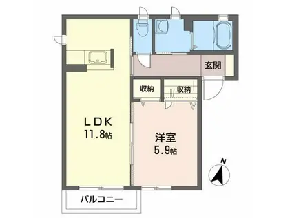 メロディハイム本宮(1LDK/1階)の間取り写真