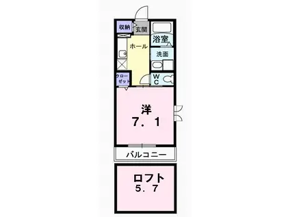 ビル ベリー(1K/2階)の間取り写真