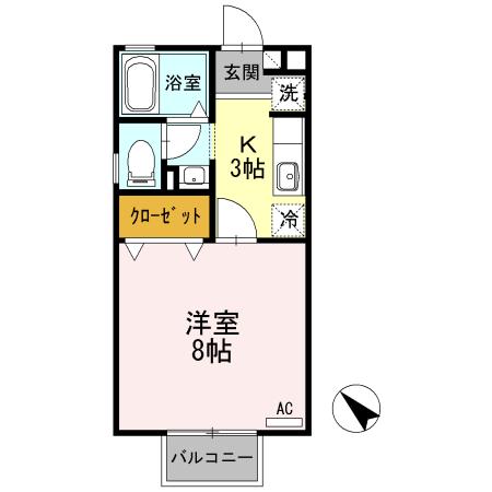 プリマベーラ春(1K/2階)の間取り写真