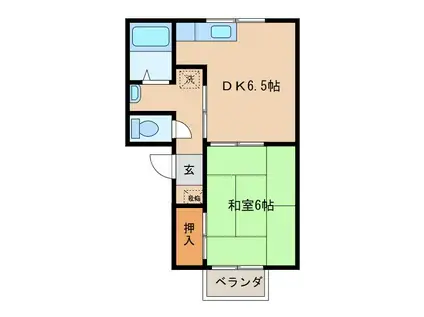 ハイツサンクローバー(1DK/2階)の間取り写真