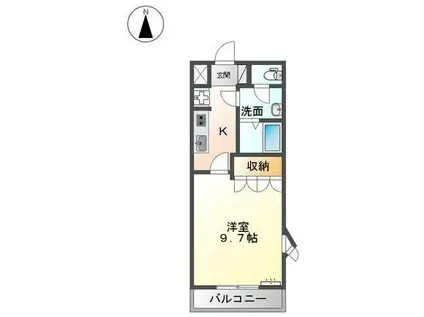 ピュアラK(1K/1階)の間取り写真