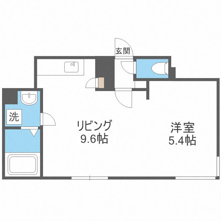 ユニエトワール札幌北9条(1LDK/1階)の間取り写真