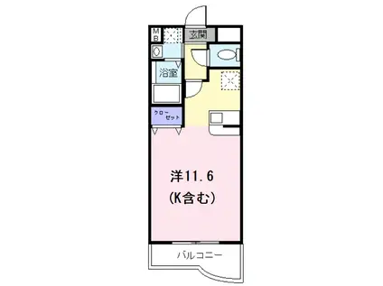 カーザディリポーゾ(ワンルーム/2階)の間取り写真