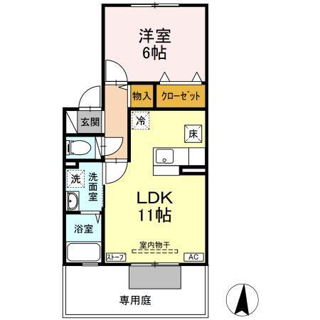 CASA4155(1LDK/1階)の間取り写真
