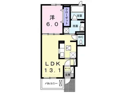 クオーレ優 II(1LDK/1階)の間取り写真