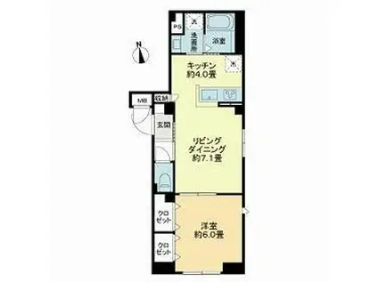 ルミケオ大手町(1LDK/1階)の間取り写真