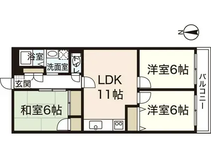 ハイムN 3(3LDK/3階)の間取り写真