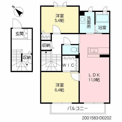 クラヴィエ石坂 D (2LDK/2階)の間取り写真