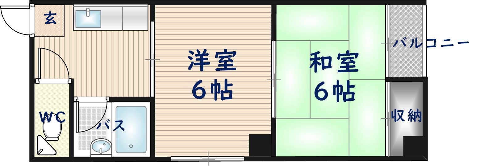 プレミアム新深江(2K/3階)の間取り写真