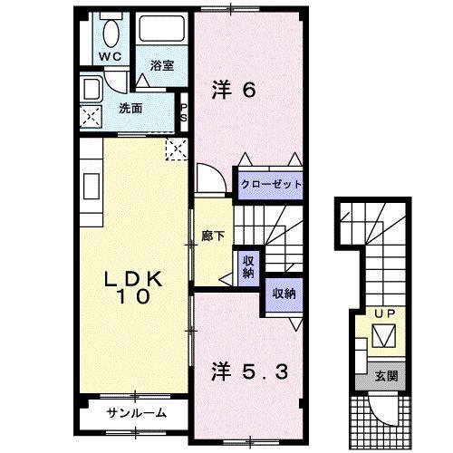 グラン・マティスC(2LDK/2階)の間取り写真