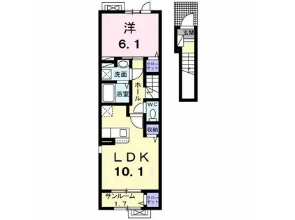 サンライズエイトA(1LDK/2階)の間取り写真