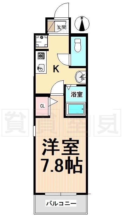 ソレーユ松原(1K/3階)の間取り写真