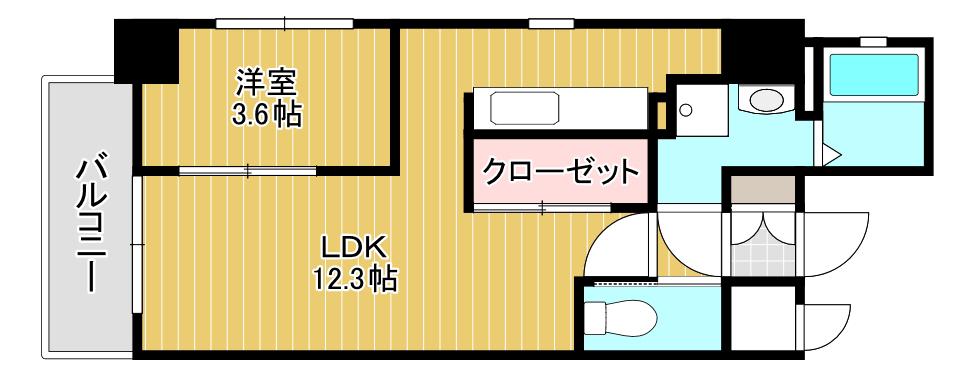 ERDE三萩野(1LDK/4階)の間取り写真