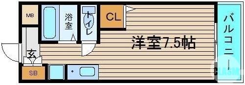 東光荘II(ワンルーム/1階)の間取り写真