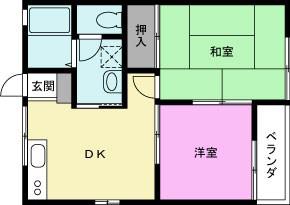 マインドハイム槻の丘(2DK/2階)の間取り写真