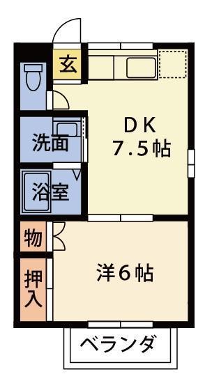 石井ハイツ(1DK/2階)の間取り写真