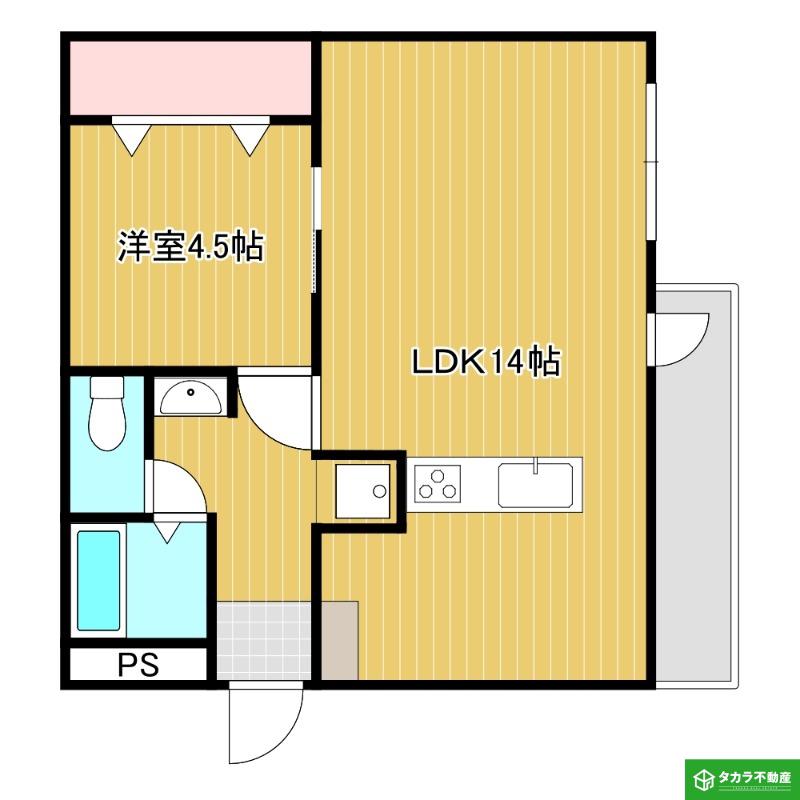 BROROOM明野(1LDK/4階)の間取り写真