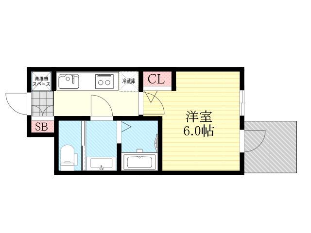 セレニテフラン新大阪(1K/6階)の間取り写真