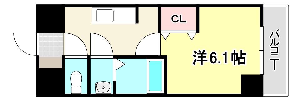 ワールドアイURBAN GATE(1K/8階)の間取り写真