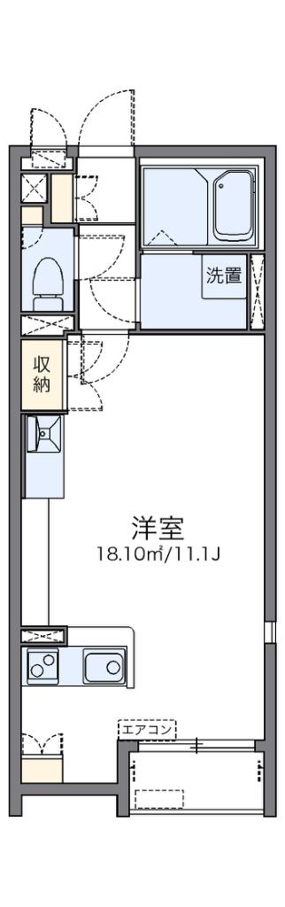 レオネクストリバーサイドI(ワンルーム/2階)の間取り写真