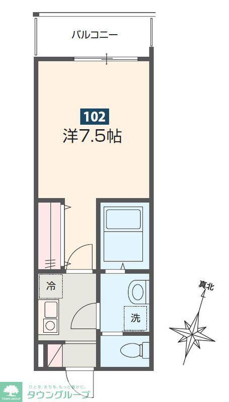 MELDIA入間市 III(1K/2階)の間取り写真