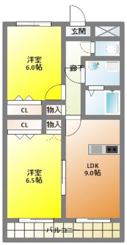 アビタシオン天王V(2LDK/2階)の間取り写真