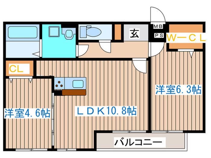 ブラウニー(2LDK/2階)の間取り写真