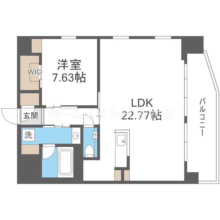 プレジオ松屋町(1LDK/2階)の間取り写真