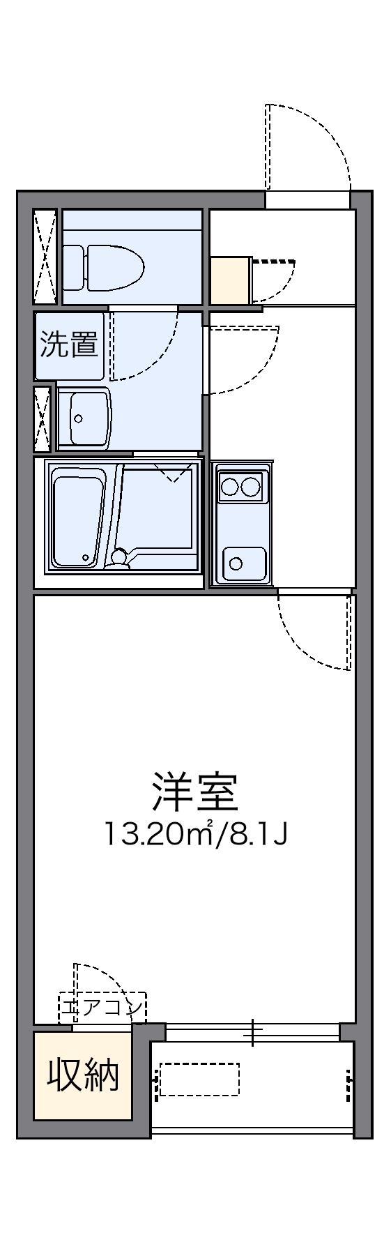 レオネクストローズ(1K/1階)の間取り写真
