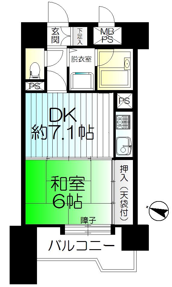 ライオンズマンション片平キャンパス(1DK/4階)の間取り写真