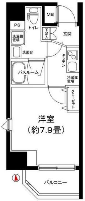 ティモーネ上野の森ノース(1K/9階)の間取り写真