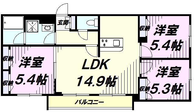 リラフォートタカマツ(3LDK/2階)の間取り写真
