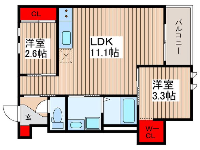REGALEST KB 土呂駅前(2LDK/3階)の間取り写真