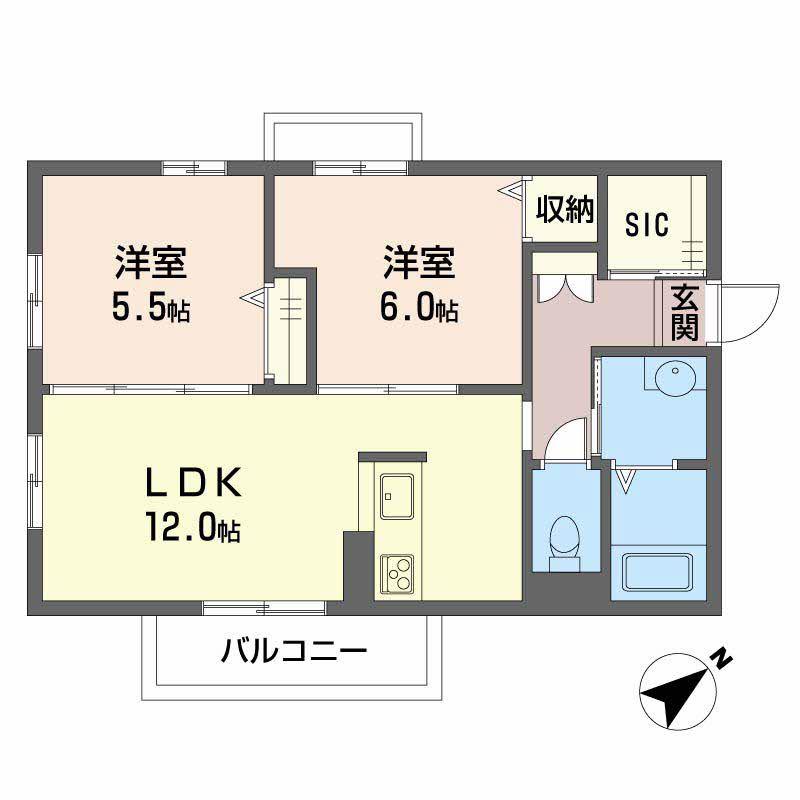 PEPPERGRASS(2LDK/2階)の間取り写真