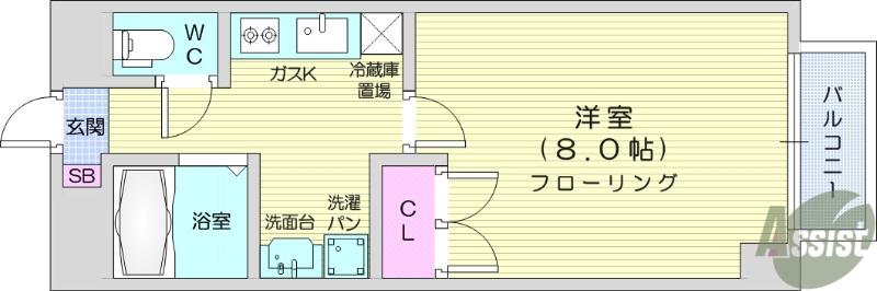 サンパラン泉(1K/3階)の間取り写真