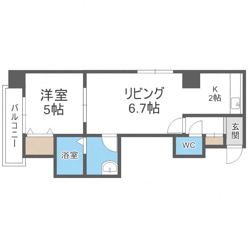 AZZURRI GARDEN 山鼻(1LDK/7階)の間取り写真